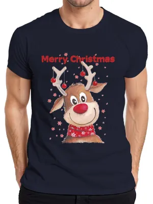 Produktbild von Merry Christmas süßes Rentier - Weihnachten Weihnachtsgeschenk Herren T-Shirt, Navy, 3XL