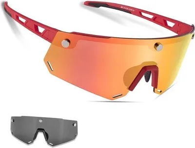 Produktbild von Famanu Sportbrille mit UV400 Schutz und 2 wechselbaren Gläsern - für Herren und Damen - TR90 Rahmen - für Outdoor-Sportarten