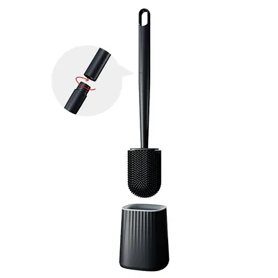 Produktbild von WC Bürste,2 in 1Silikon Klobürste mit Behälter Montage,t für Wandmontage oder Bodenmontage,schnell trocknend,Schwarz