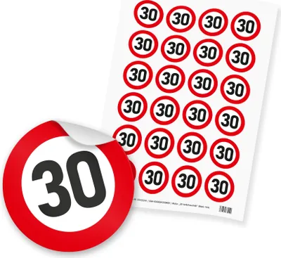 Produktbild von itenga 24x Sticker "30" Verkehrsschild (Motiv 104)