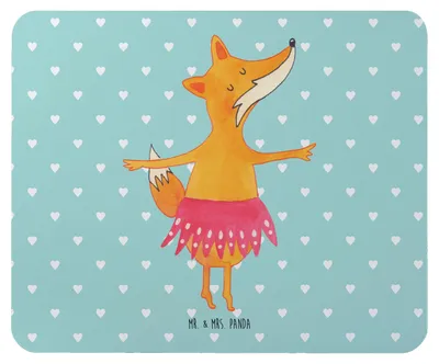 Produktbild von Mr. & Mrs. Panda Mouse Pad Fuchs Ballerina - Türkis Pastell - Geschenk, Mauspad, Tanzen, computer, Geburtstag, laptop, pc mausunterlage, Mousepad