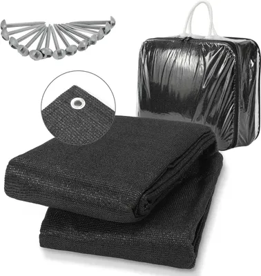 Zdjęcie produktu dla Dywan kempingowy Peviasot, dywan pod przedsionek, wykonany z HDPE, 240 g/m², wymiary 250 x 600 cm, kolor czarny, 1 dywan z 13 kołkami, odporny na promieniowanie UV i dwustronny