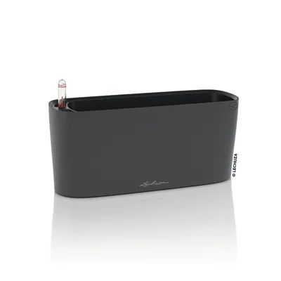 Produktbild von LECHUZA-Pflanzgefäß DELTA Premium 20 Bastaltgrau Matt | Tischgefäß mit Bewässerung und Pflanzeinsatz | matte Oberfläche | 40 x 15 x 18 cm | 15576