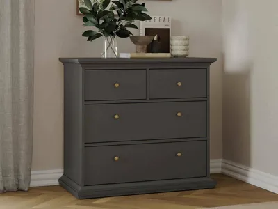 Produktbild von Kommode Clairett, Mehrzweckkommode, Schlafzimmerkommode, Schrank mit Schubladen, 96x49 h87 cm, Grau