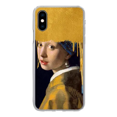 Produktbild von MuchoWow® Handyhülle Schutzhülle Hülle für iPhone X Mädchen mit einem Perlenohrring - Gold - Vermeer Silikon Softcase Handy Hülle - Handyhülle