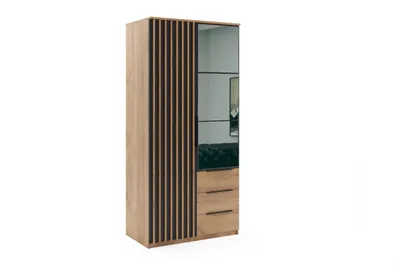 Produktbild von Sorento Kleiderschrank - Craft Gold, Lamellen Schwarz - 100 x 61 x 215 cm
