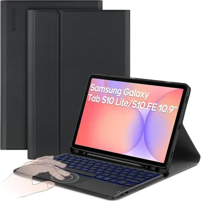 Obrázek produktu pro Obal na klávesnici s touchpadem pro Samsung Galaxy Tab S9/S9 FE/S10 FE/S10 Lite 10,9/11 palců, černá barva, 7barevné podsvícení, odnímatelný
