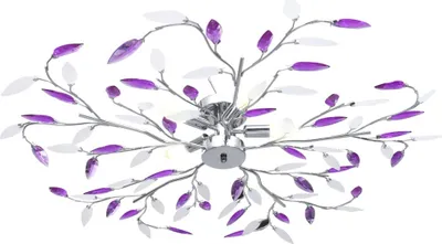Produktbild von vidaXL Deckenleuchte mit Acrylglas-Blätter für 5 x E14-Lampen Lila
