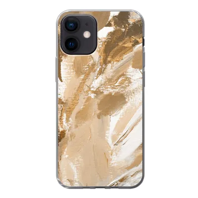 Produktbild von MuchoWow® Handyhülle Schutzhülle Hülle für iPhone 12 Farbe - Gold - Beige Silikon Softcase Handy Hülle - Schutzhülle