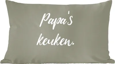 Produktbild von MuchoWow® Zierkissen Sofakissen Wohnzimmer Dekokissen 50x30 cm Zitate - Sprichwörter - Papas Küche - Wohnzimmerdekoration - Polster mit Photo