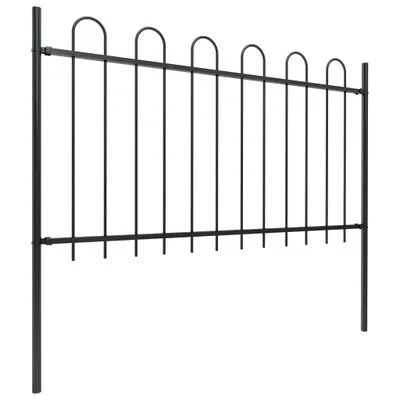 Image de vidaXL Clôture de jardin avec design d'arceau Acier 5,1 x 1 m Noir