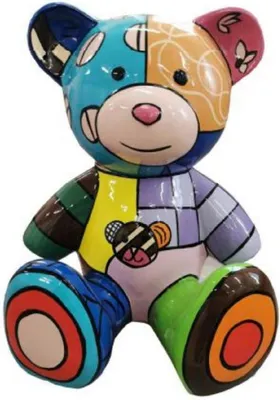 Zdjęcie produktu dla Casa Padrino Luksusowa designerska figurka dekoracyjna Miś wielokolorowy 33 x wys. 37 cm - Figurka dekoracyjna do salonu - Luksusowa figurka dekoracyjna - Designerska figurka dekoracyjna - Luksusowe akcesoria