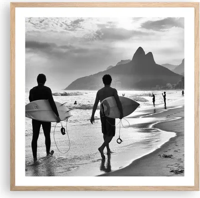 Produktbild von Gerahmtes Poster - Rahmen in heller Eiche - Meer Welle Surfen - 60x60 cm - Wand Bild - Wanddeko - Wandbilder - Wandposter - Bilderrahmen - Bilder - Kunstdruck - Wandbild - P2NAC60x60-3745