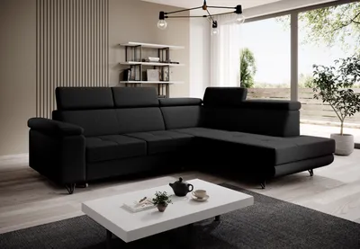 Produktbild von FURMEB24 ECKSOFA CAPRI mit schlaffunktion rechts 249x184 cm SCHWARZ vogue