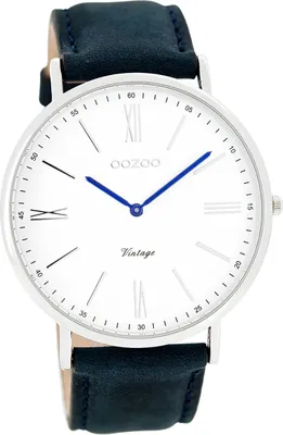 Produktbild von Oozoo Damen Herren Armbanduhr blau Analog Vintage Series Lederarmband D2UOC7343A