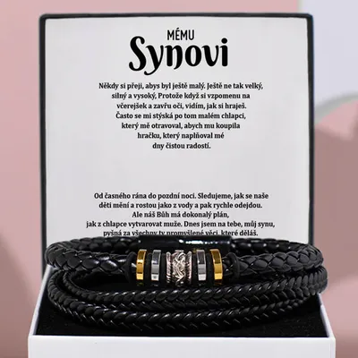 Obrázek produktu pro Lovilion Kožený Náramek pro muže se vzkazem" Mému synovi" - GNAR_LEATHERBRACELET