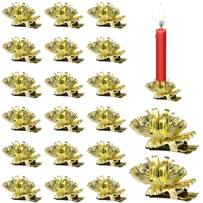 Produktbild von 20 Stück Baumkerzenhalter Clip,Mini Kerzenhalter Weihnachtsbaum,Metall Vintage Kerzenständer mit Clip für Hochzeit Geburtstag Feier Weihnachten Party