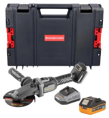 Produktbild von Procraft Industrial AG125Cbb Akku Flachkopf Winkelschleifer 20 V 125 mm Brushless + 1x Akku 4,0 Ah + Ladegerät + RHINO Toolcase
