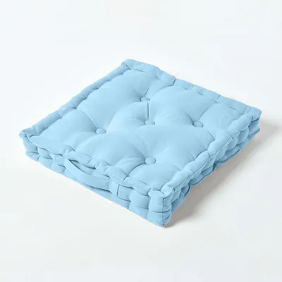 Image de HOMESCAPES Coussin d'assise bleu clair uni 50 x 50 cm