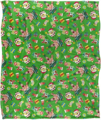 Produktbild von SpongeBob SquarePants - Gemustert Decke, Seidig, weihnachtliches Design, Supersoft TV24072 (Einheitsgröße) (Bunt)