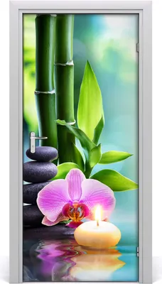 Produktbild von Tulup Türaufkleber 95x205 cm Dekorative Aufkleber Selbstklebend Wasserdichte Tapete Abnehmbar Schlafzimmer Wohnzimmer Wohnkultur - Orchideen und Bambus