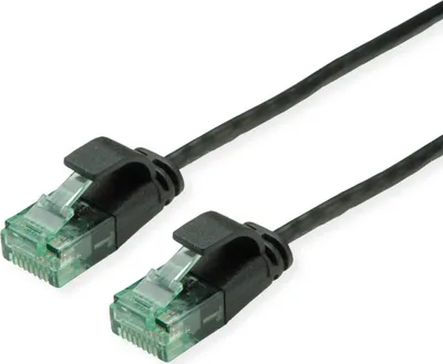 Produktbild von ROLINE RM UTP DataCenter Patchkabel Cat.6A (Class EA), slim, schwarz, 2 m