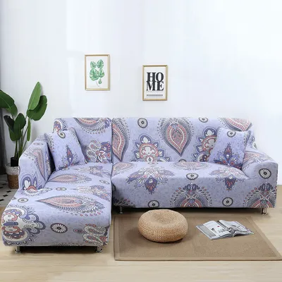 Produktbild von Schnittsofaüberzüge L-Form Sofa Schonbezug Universal Stretch Stoff Sofa Schonbezug 2 Stück 3-Sitzer Couch Möbelschutz (Violettes Traumland)