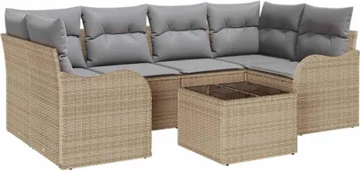 Immagine prodotto di vidaXL Set divano da giardino Beige 55 x 55 x 37 cm Poly-Rattan