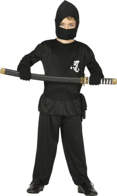 Ninja-Kostüm für Kinder, 10-12 Jahre, mit Maske und Gürtel