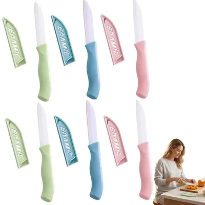 Produktbild von Keramikmesser Messerset Küchenmesser - 80 mm - 6-teilig - Ergonomischer Griff - Mit Schutzhülle