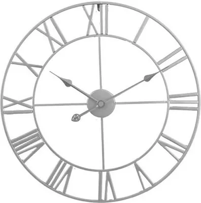 Obrázok produktu pre Strieborné kovové nástenné hodiny 47 cm, štýl vintage