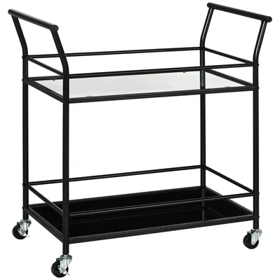 Produktbild von HOMCOM Küchenwagen, Rollwagen mit 2 Ablagen, Servierwagen, Trolley, Schwarz