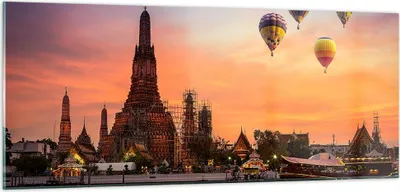 Produktbild von Bilder auf glas - Tempel Asien - 100x40cm - Glasbilder - Wandbilder - Kunstdruck - zum Aufhängen bereit - Wanddekoration aus Glas - Glas Bilder - Wandbild auf Glas - Einteilig - GAB100x40-3437