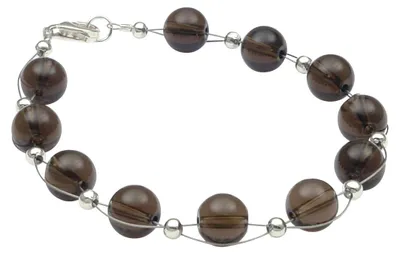 Produktbild von Armband aus echtem Rauchquarz braun, 925 Silber Armkette Armschmuck für Damen