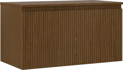 Obrázok produktu pre Mexen Rivel kúpeľňová skrinka 90 cm s hornou doskou, 1 zásuvka, rebrovaná, orech - 91A20-09047-1-BFC86