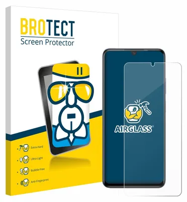 A product packaging for a screen protector, with a depiction of a stylized character and a smartphone with the screen protector applied.