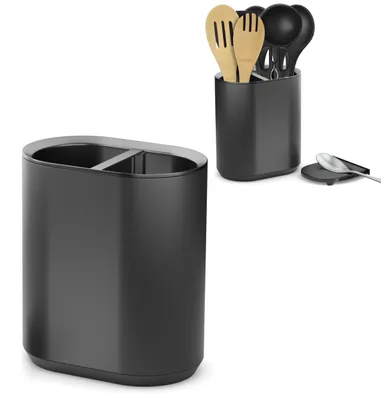Obrázok produktu pre Držiak na kuchynské náčinie s vyberateľnou priehradkou na lyžice, plast, 14x9x19 cm, určený do kuchyne