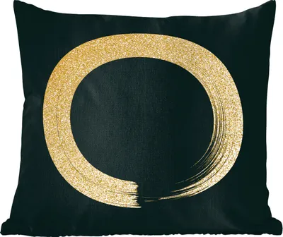 Produktbild von MuchoWow® Zierkissen Sofakissen Wohnzimmer Dekokissen 45x45 cm Kreis aus goldenem Glitter auf schwarzem Hintergrund - Schlafpolster - Polster für das Sofa