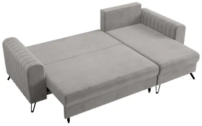 Produktbild von Ecksofa L-form, Bettsofa mit Schlaffunktion, zwei Bettkasten - AXEL - Hellgrau