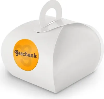 Produktbild von SET Geschenk (Motiv5) 24xGeschenkschachtel mit Griff weiß + Sticker
