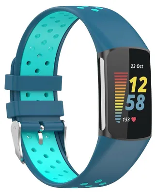 Produktbild von By Qubix passend für Fitbit Charge 5 & 6 Sportarmband mit Schnalle - Blau / türkis - Zweifarbig - Größe: L