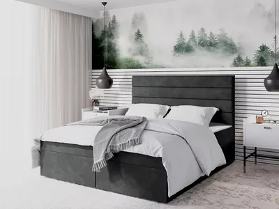 Obrázek produktu pro Moderní čalouněná postel 180x200 MAHERA s úložným prostorem - šedá