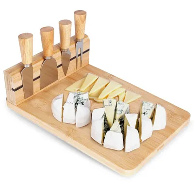 Produktbild von Käsebrett für Käse, Aufschnitt, Snacks, Vorspeisen + Messer-Geschenkset