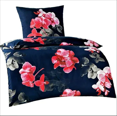 Produktbild von 4 teilig Bettwäsche Bettgarnitur Bettbezug Bett Übergröße 155x220 Kissenbezug 80x80 Mikrofaser Blau Rosa Geblümt