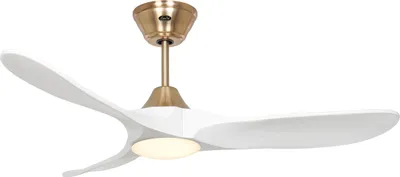 Produktbild von Energiespar Deckenventilator mit LED Beleuchtung und Fernbedienung Eco Genuino-L Messing gebürstet / Matt Weiß 122 cm