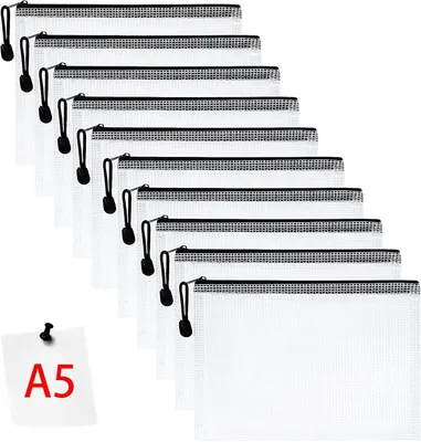 Imagen del producto de Carpetas de plástico Vicloon - 10 unidades, fundas de plástico A5 con cremallera, tipo portafolio