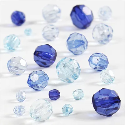 Produktbild von Facettenperlen-Mix, Größe 4-12 mm, Lochgröße 1-2,5 mm, Blautöne, 45g, ca. 170 Stck
