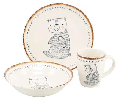 Obrázok produktu pre CreaTable, 25046, "Priatelia lesa" (motív medvedíka), detský set, 3-dielny, keramika