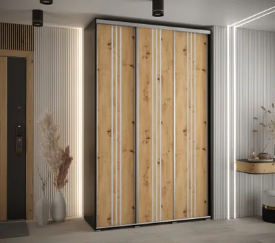 Obrázok produktu pre Šatníková skriňa ASIRI 6 - 160/60 cm, čierna / dub artisan / strieborná