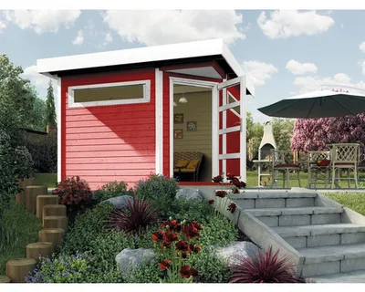 Produktbild von Lounge Haus weka Davos mit Fußboden 338 x 338 cm schwedischrot